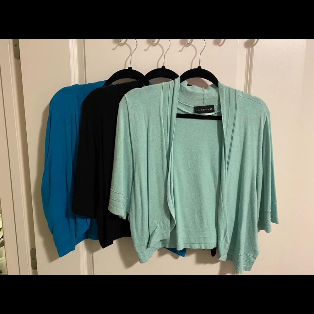 Set of THREE Lane Bryant Plus Size Crop/Short Sleeve Cardigans